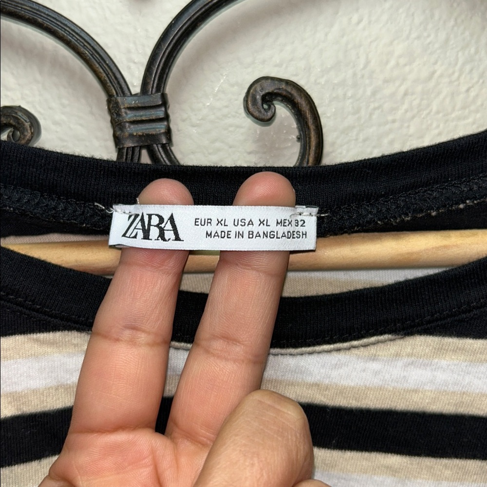 ZARA STRIPED CROPPED TEE SIZE XL - Picture 2 of 3